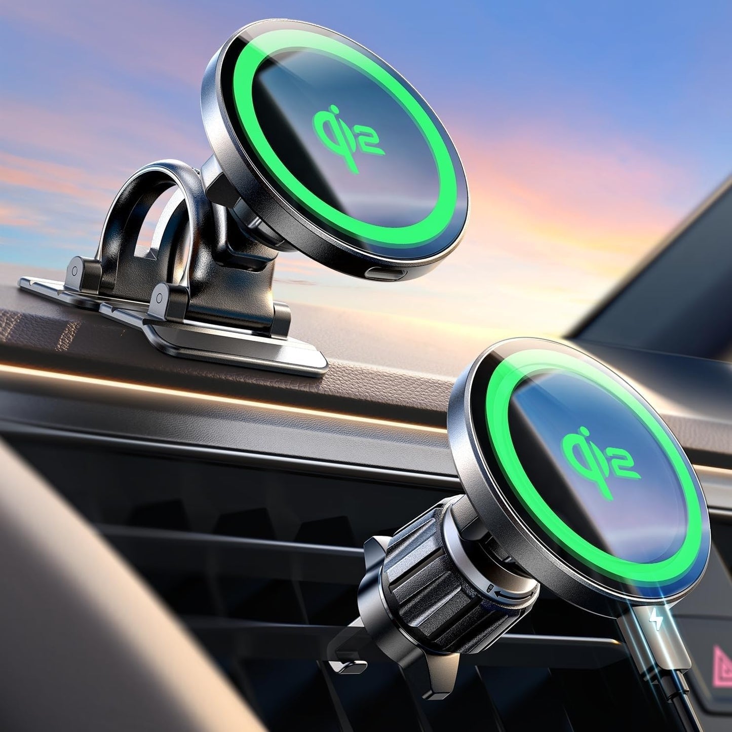 Magnetic Wireless Car Charger 15W: LISEN for iPhone & Samsung