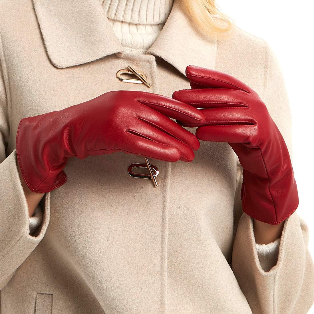 MGGMOKAY Nappa Lambskin Leather Gloves: Cashmere Lined Warmth