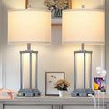 27 in Vintage Table Lamp Set of 2 with USB C+A & Outlet - Dual Light