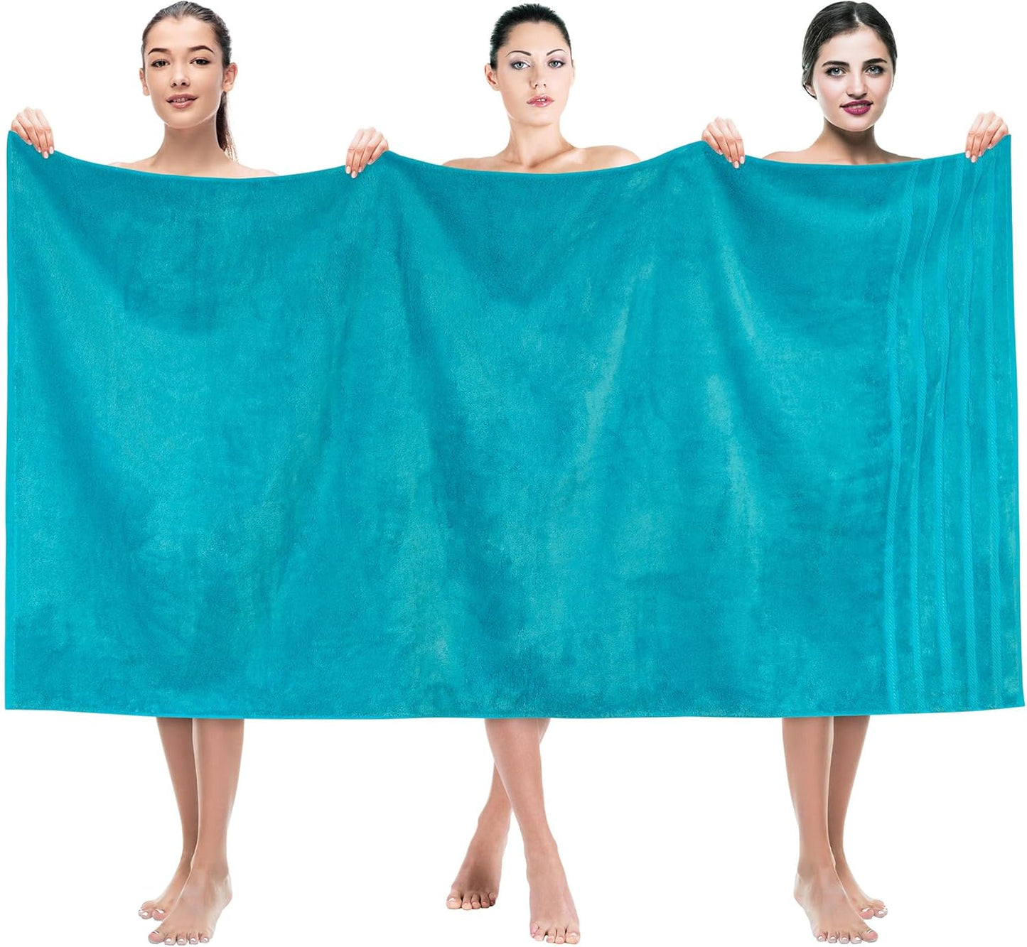 Oversized Luxury Bath Towels 35x70 in Aqua Blue for Comfort