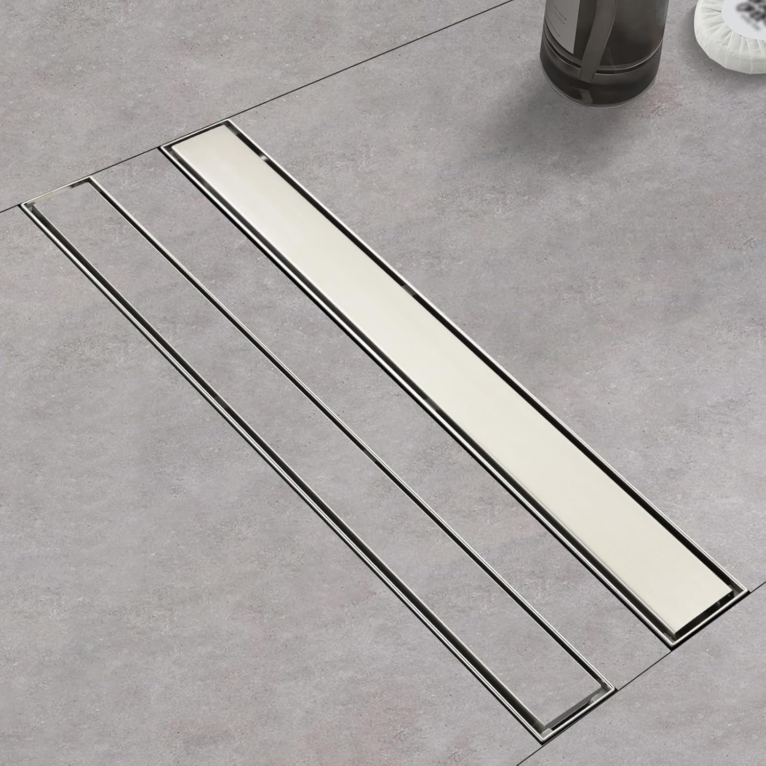 28 Inch Linear Shower Drain with Reversible Tile-in Cover