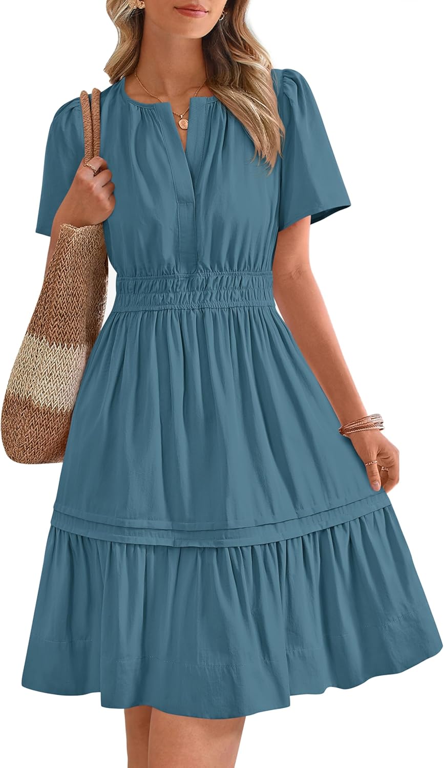 BTFBM Women's Casual Dresses for Summer Spring V Neck Style