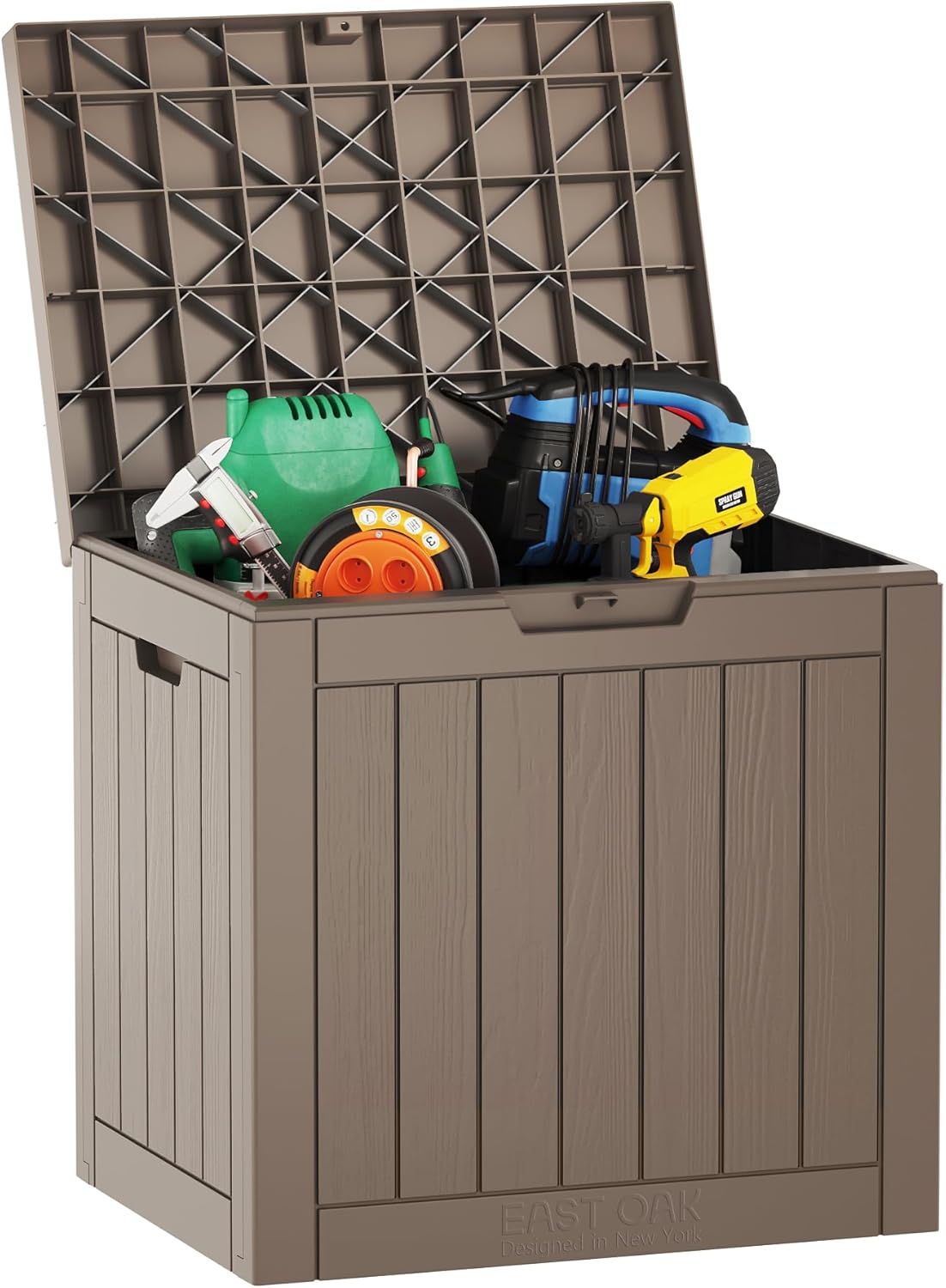 EAST OAK Outdoor Storage Box: Waterproof Resin Deck Box