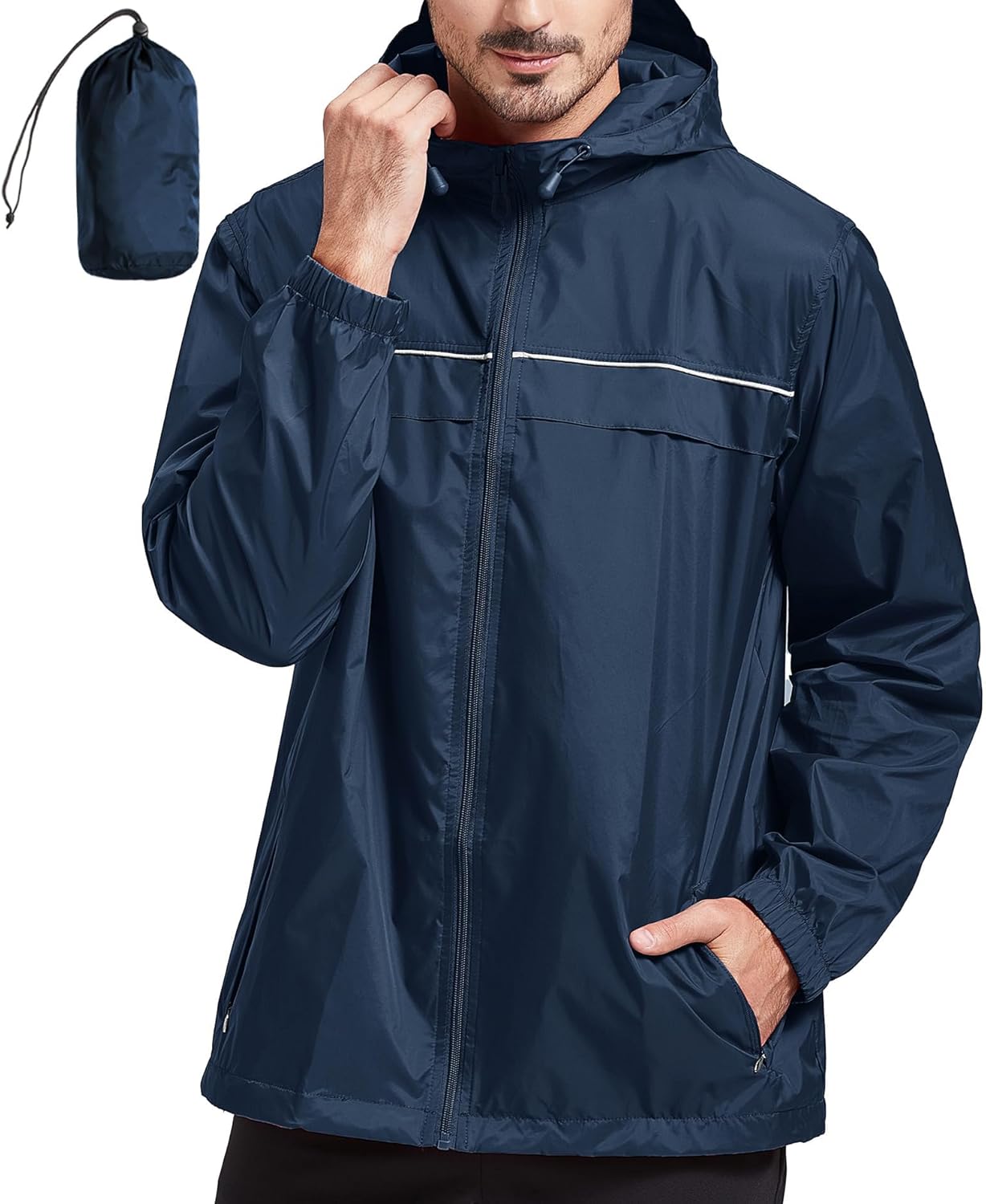 SWISSWELL Rain Jacket Men Waterproof Windbreaker for Casual Use