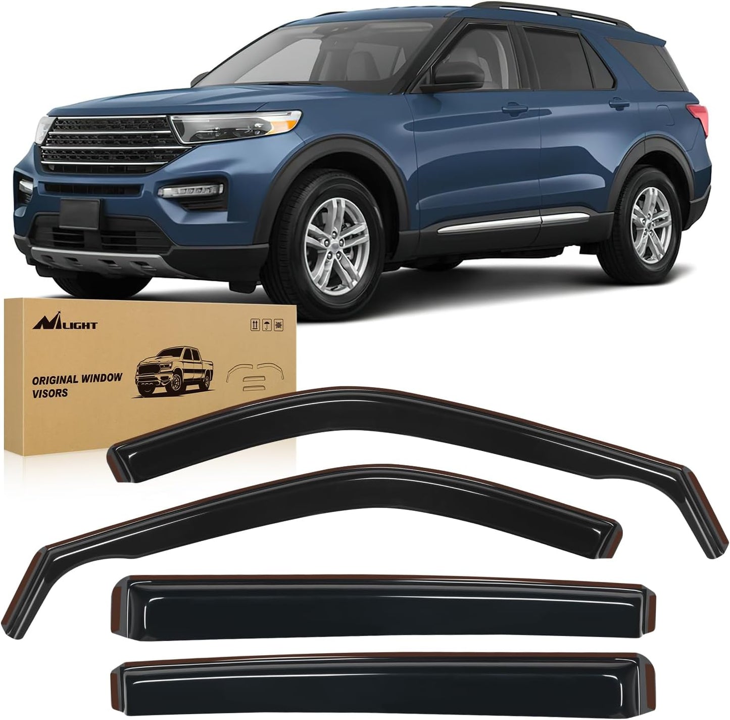 Nilight Window Deflectors for Ford Explorer 2020-2024 - 4PCS