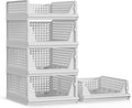 Stackable Plastic Storage Basket 5 Pack Closet Drawer Organizer