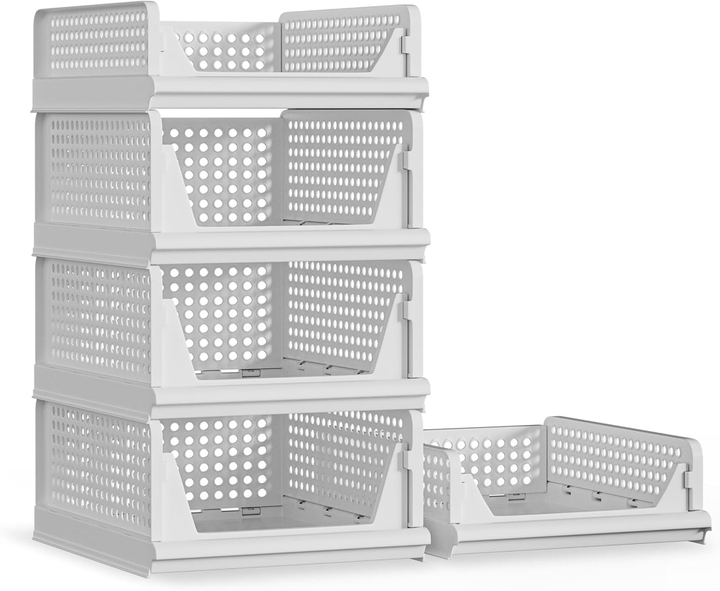 Proarea Stackable Plastic Storage Basket Organizer for Home Use