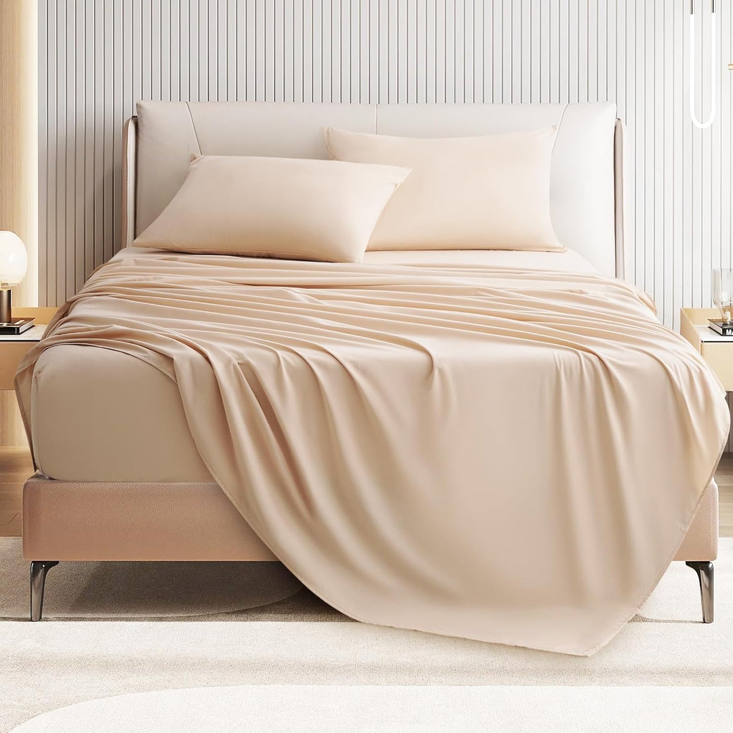 King Size 4 Piece Bed Sheet Set - Ultra Imitation Cotton Luxury