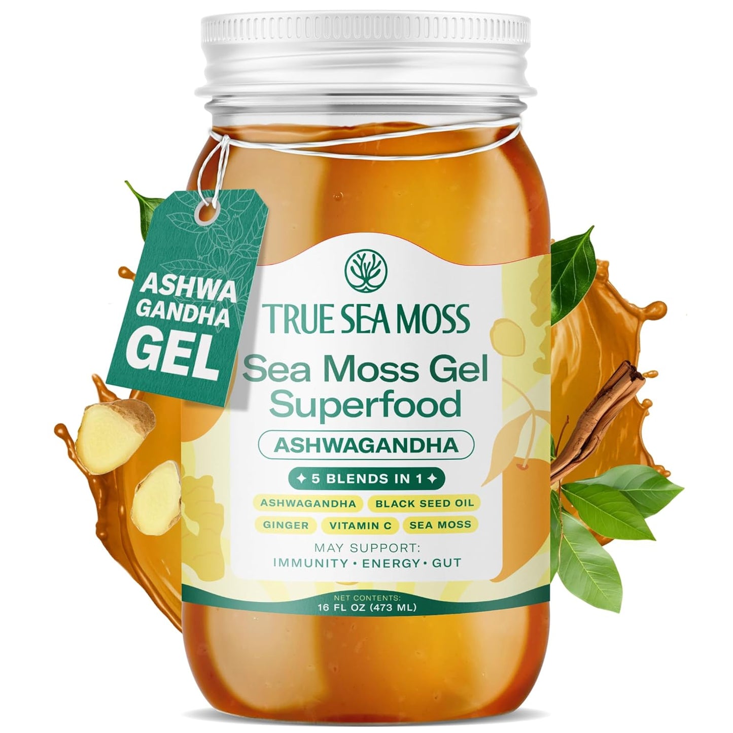 TrueSeaMoss Sea Moss Gel with Ashwagandha for Wellness Boost