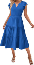 Summer Ruffle Sleeve Dress for Women Featuring Convenient Pockets