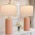 23.5 Orange Table Lamps Set of 2 - Modern Ceramic Nightstand Lamps