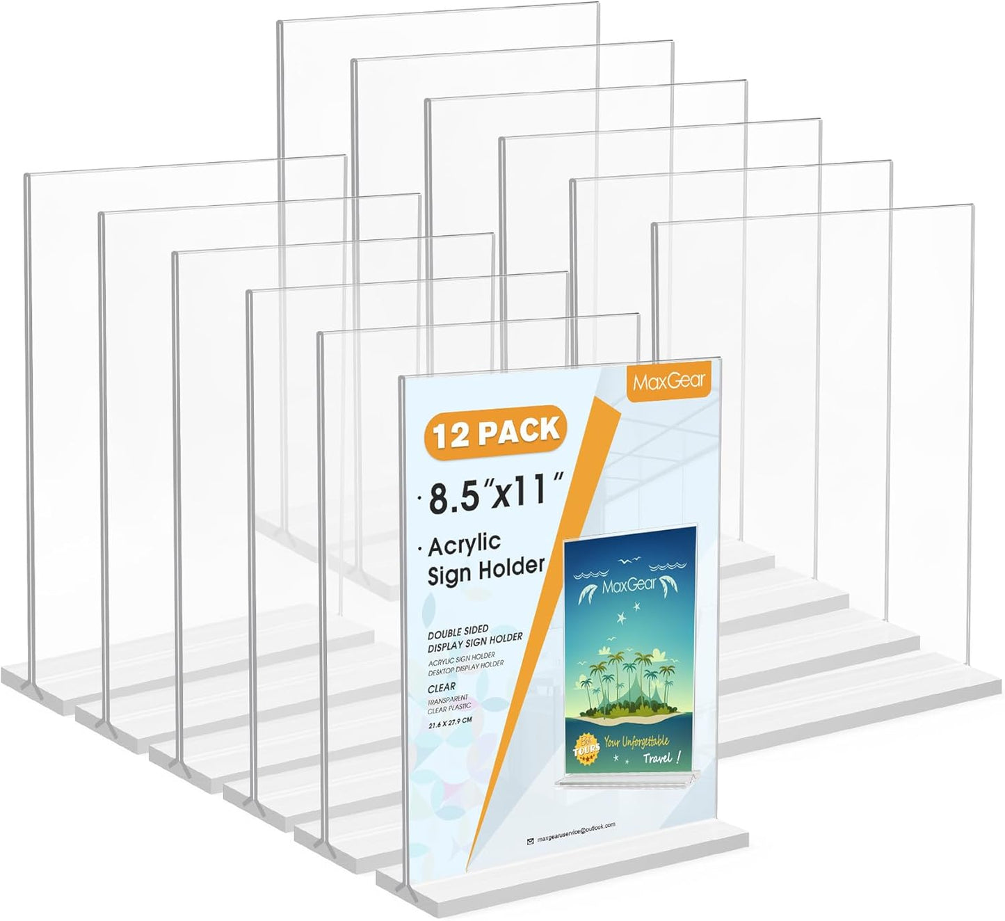 MaxGear 8.5x11 Acrylic Sign Holder 12 Pack for Display Needs