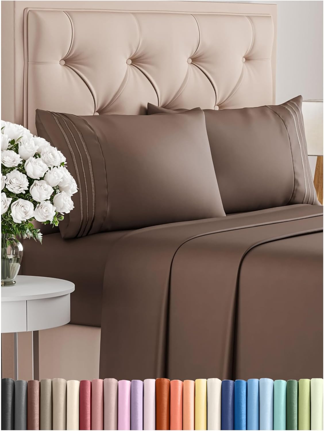 Queen Size 4 Piece Sheet Set - Comfy Breathable & Cooling