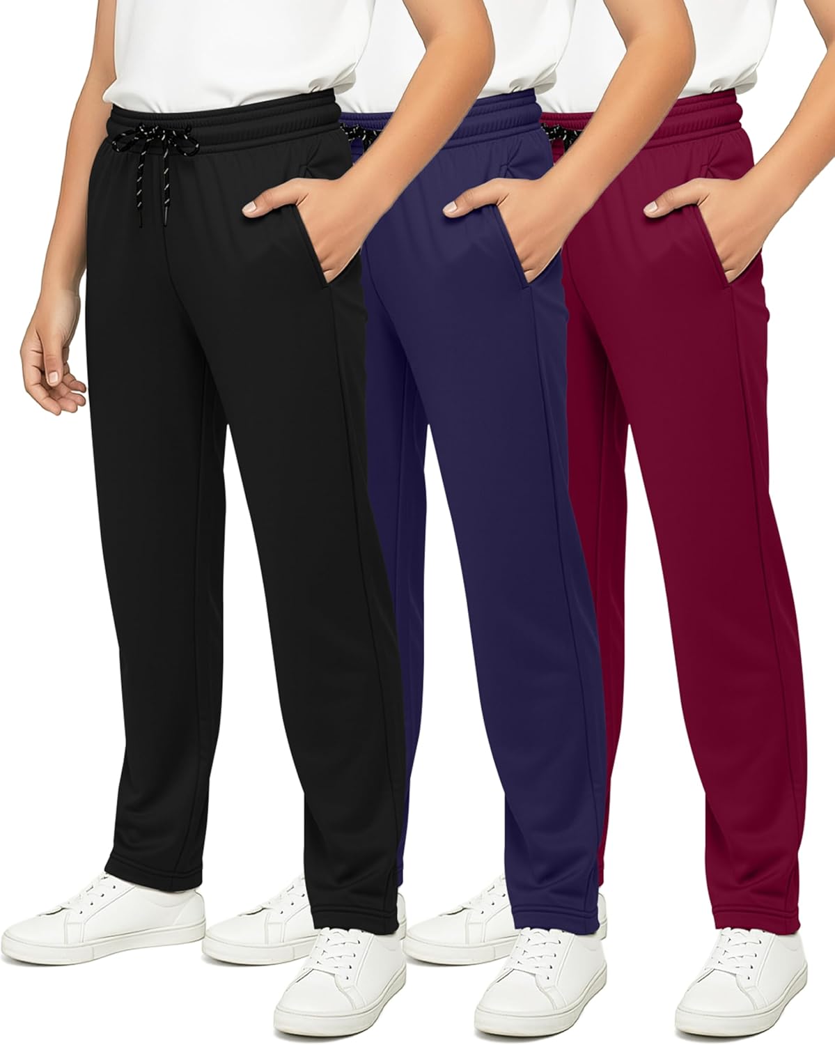 Boys' Mesh Open Bottom Active Sweatpants with Pockets & Drawstring