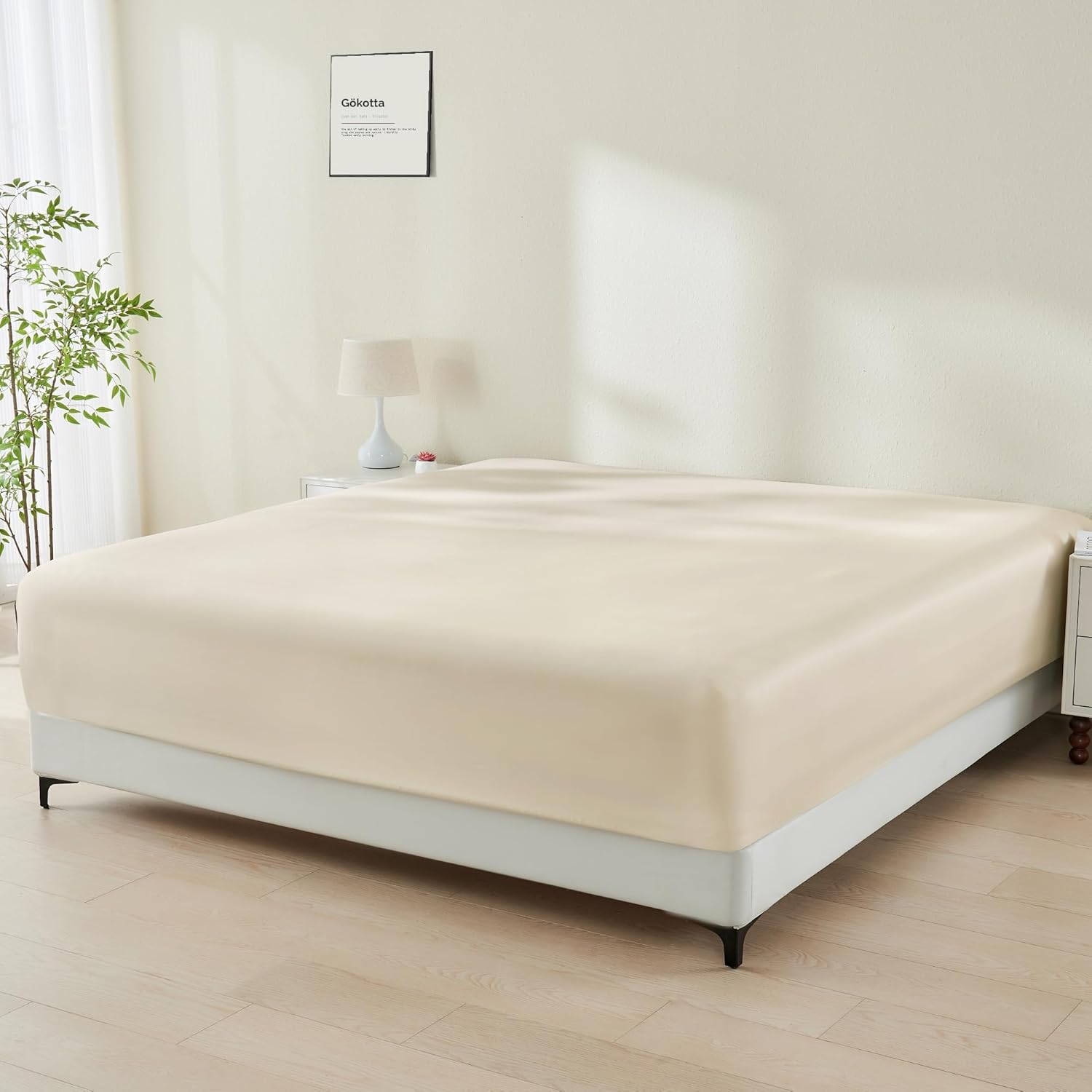GOKOTTA Queen Fitted Sheet - Ultra Soft Bamboo Cooling Sheet