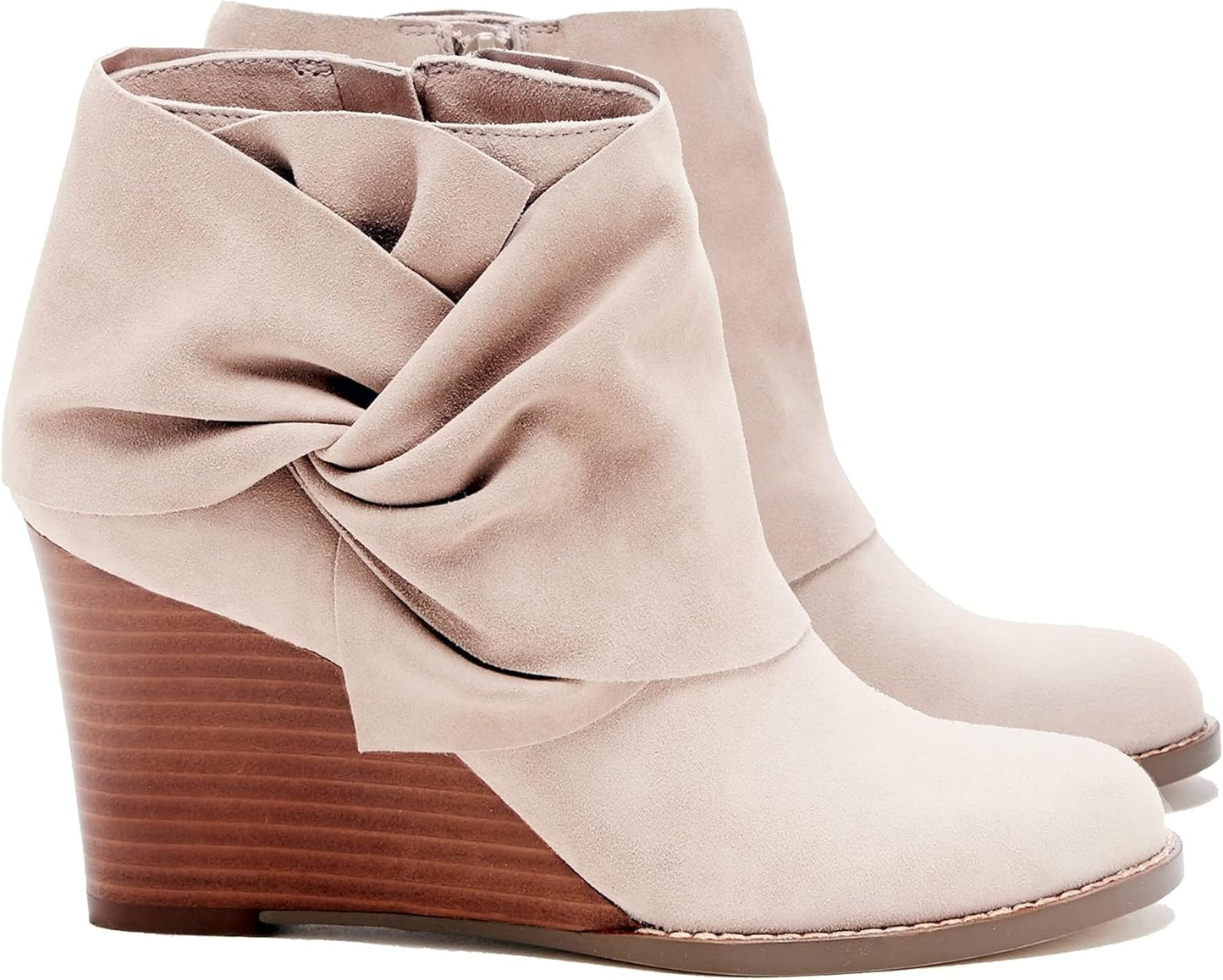 Fashare Womens Wedge Booties with Bow Knot for Stylish Comfort