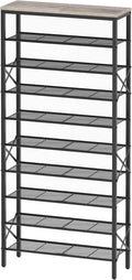 10 Tier Shoe Rack 40-Pair Capacity in Greige and Black - Tall