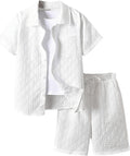 Boy's 2 Piece Beach Vacation Textured Linen Outfit - Comfortable Boys