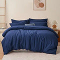 RUIKASI Navy Duvet Cover Queen - Soft Navy Blue Microfiber