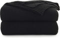 Black Cotton Cable Knit Throw Blanket for Couch Sofa Bed - Lightweight