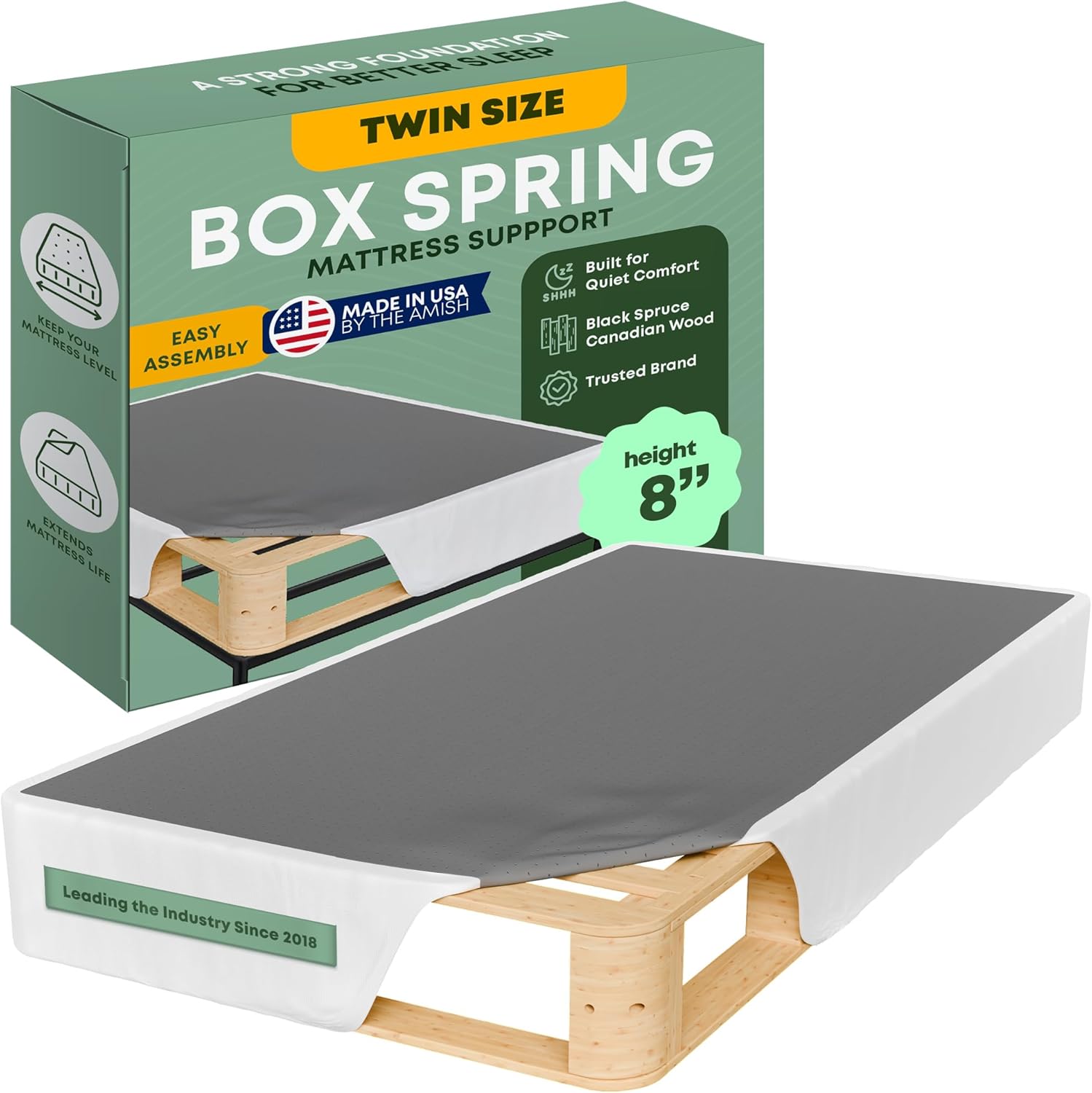 Greaton Unassembled Twin Bed Box Spring - 8-Inch Wood Foundation