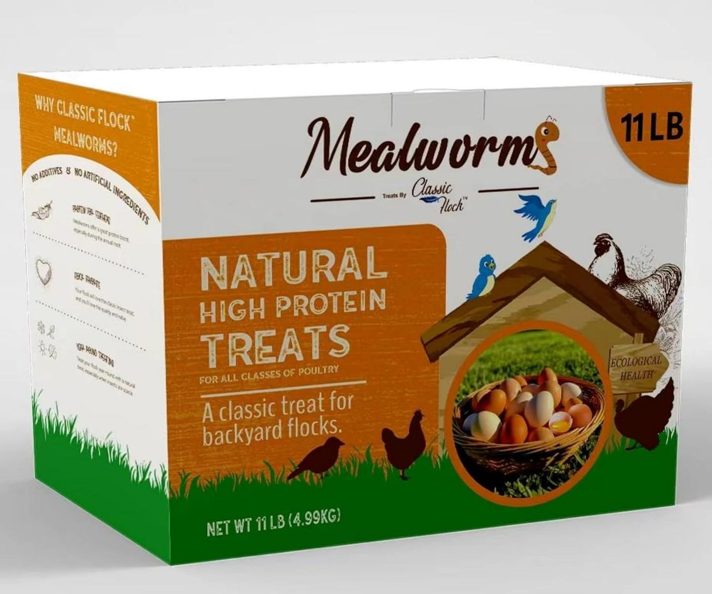 High Protein Dried Mealworms for Chickens and Birds - 11lbs