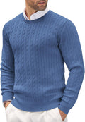 Crewneck Knit Sweater Slim Fit Lightweight Cable Pullover COOFANDY