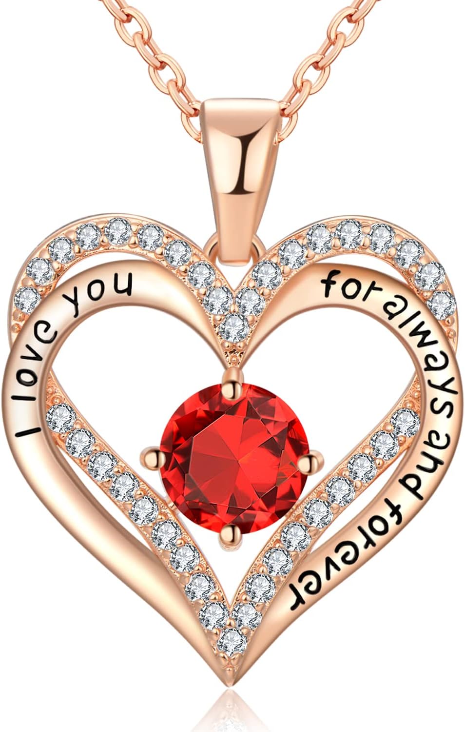 18K Rose Gold Heart Necklace for Women Birthday Gifts Jewelry