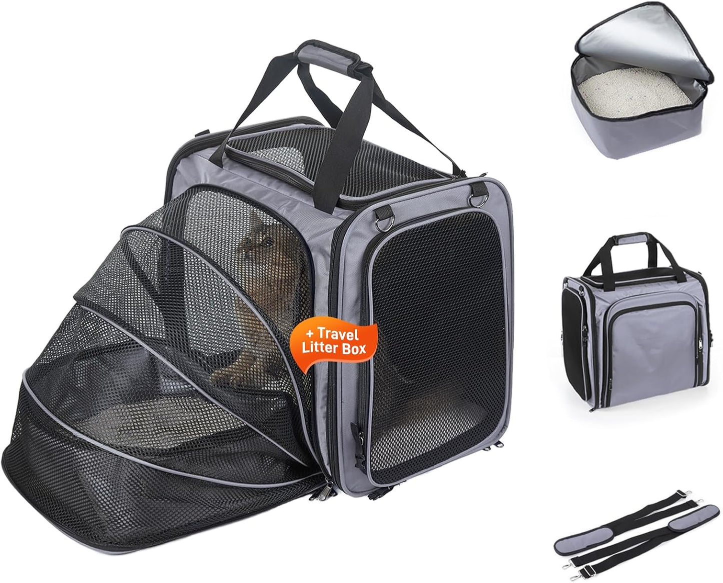 Cat Travel Carrier with Litter Box for Comfortable Journeys