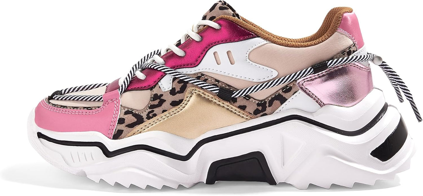 Colorful Platform Sneakers for Women - Retro Style Chunky Shoes