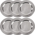 Stainless Charger Plate 6 Pack - 13 in Silver Hammered Rim