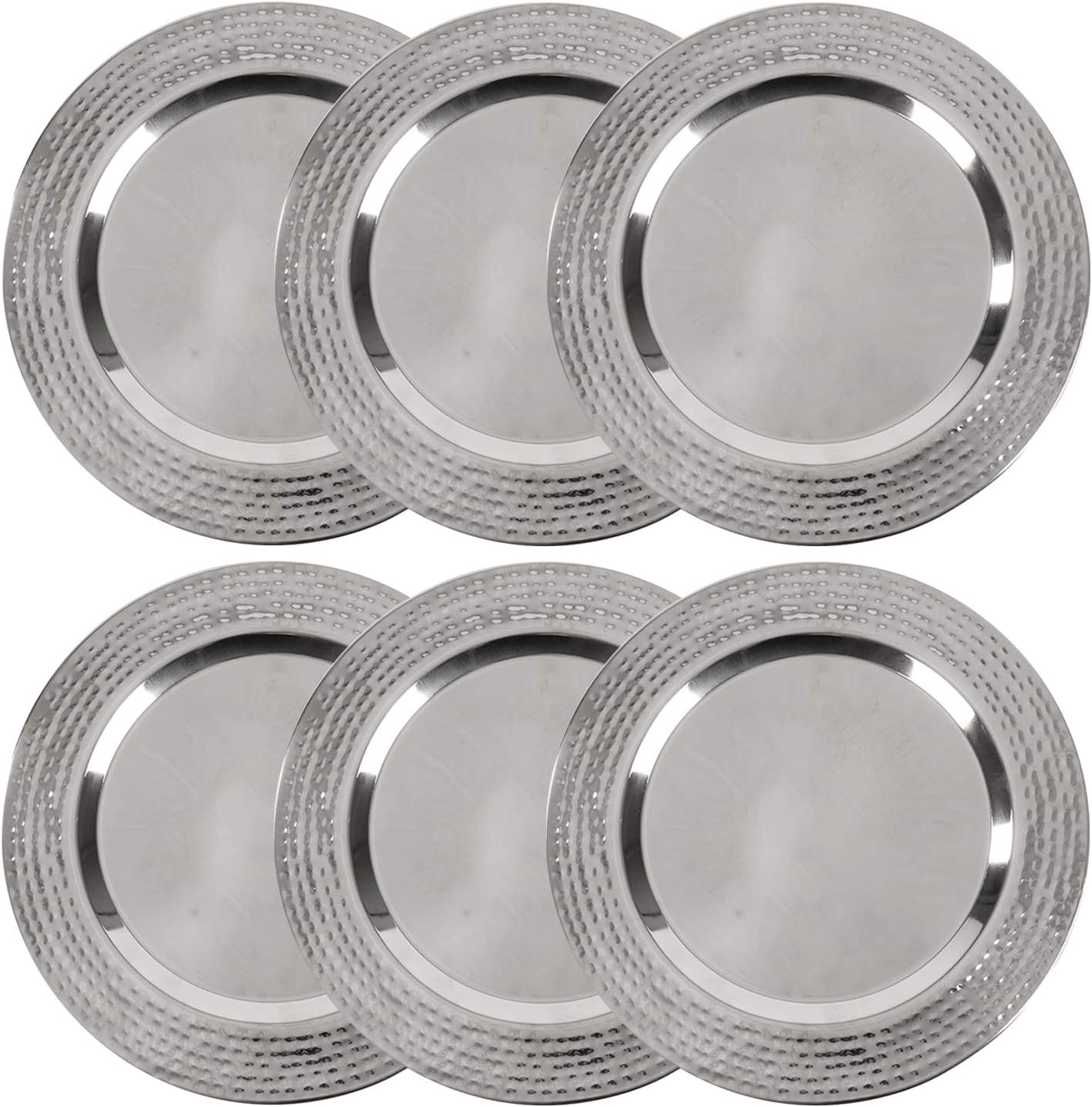 Set of 6 Elegant 13 Silver Charger Plates - Colleta Home
