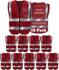 Reflective Vest Class 2 Safety Vest with Zipper and Pockets - Custom