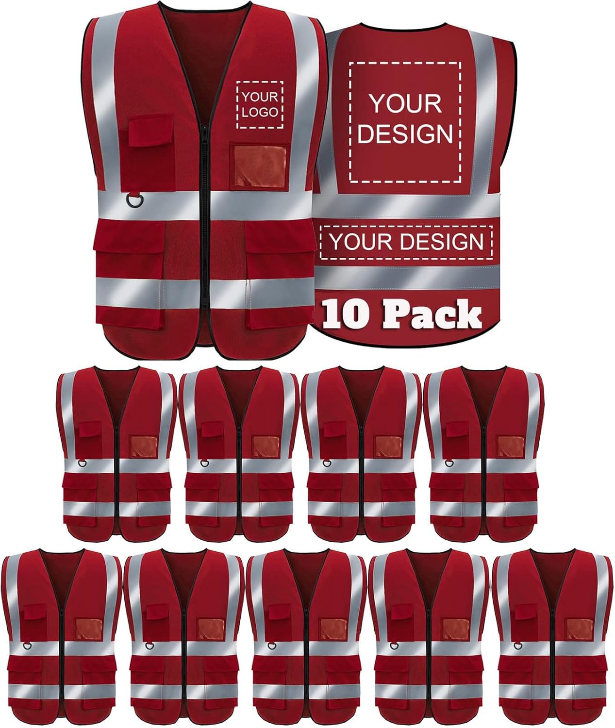 Reflective Vest Class 2 Safety Vests with Pockets for Work
