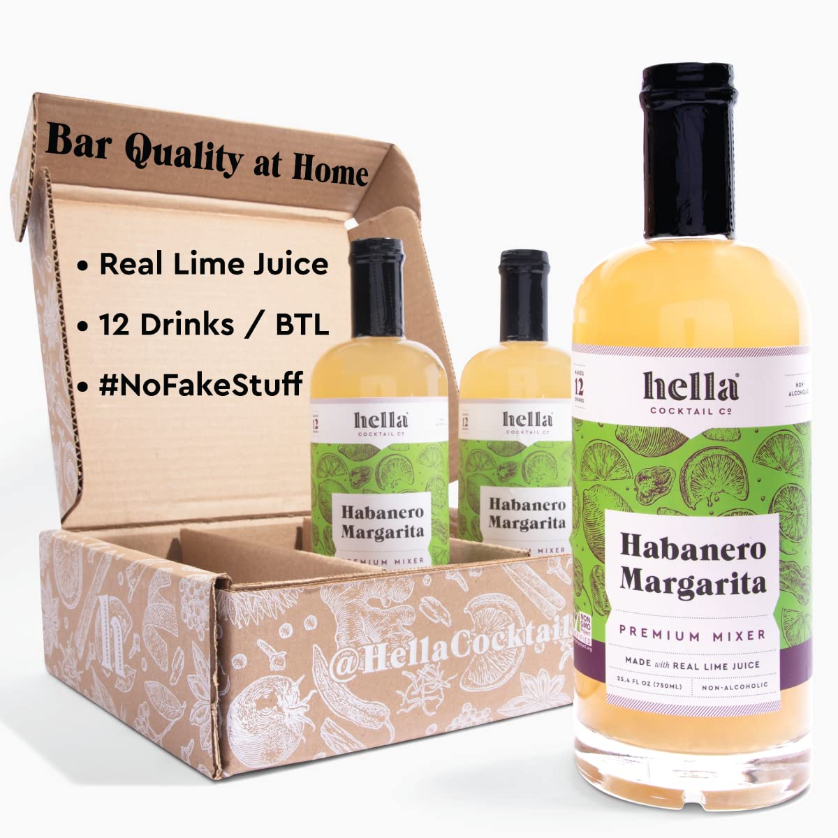 Hella Cocktail Co Premium Habanero Margarita Mixer for Spicy Drinks