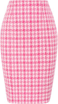 Kate Kasin Womens Knee Length Elastic Waist Stretchy Tweed Pencil