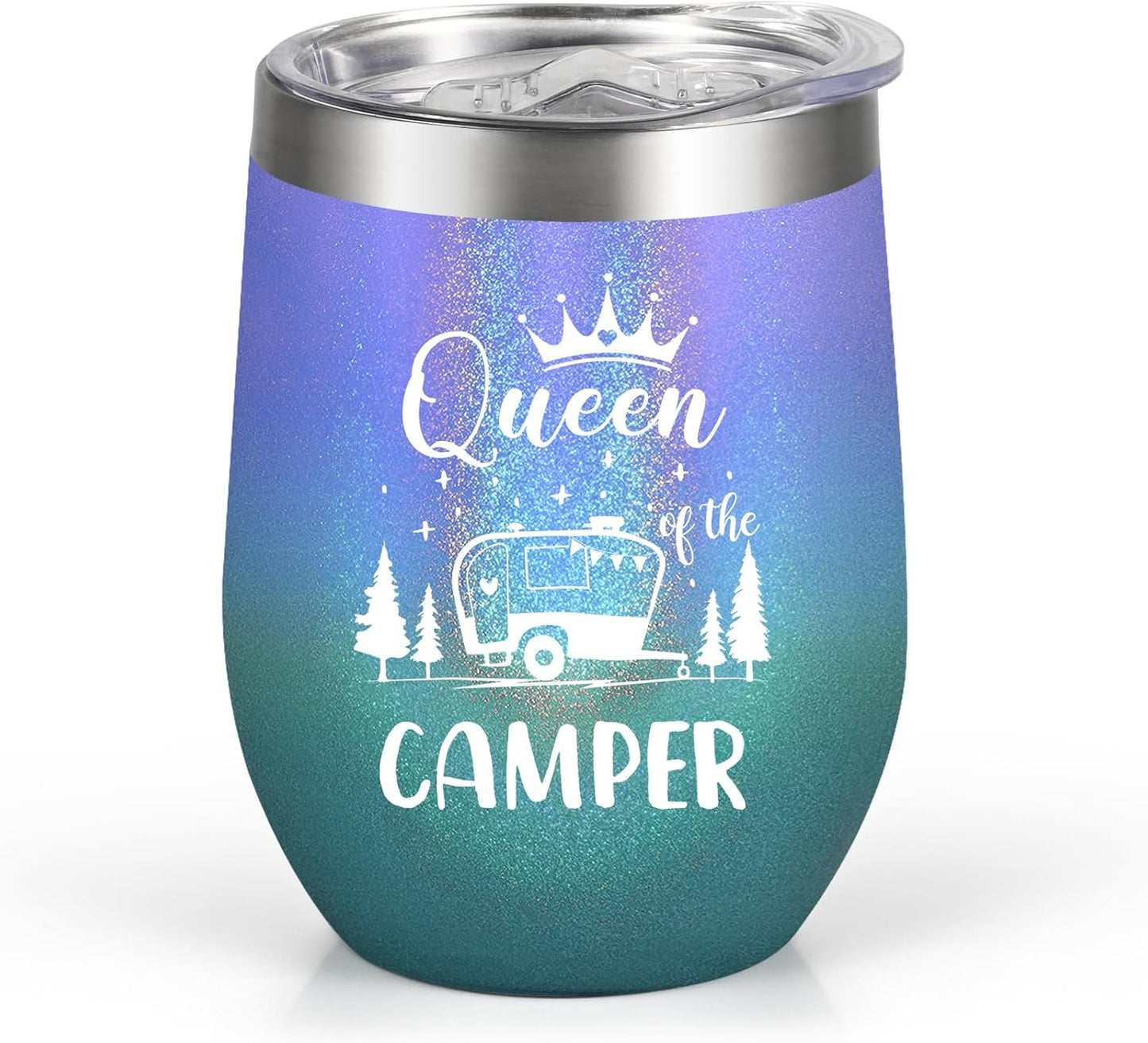 Lifecapido Queen of The Camper Wine Tumbler