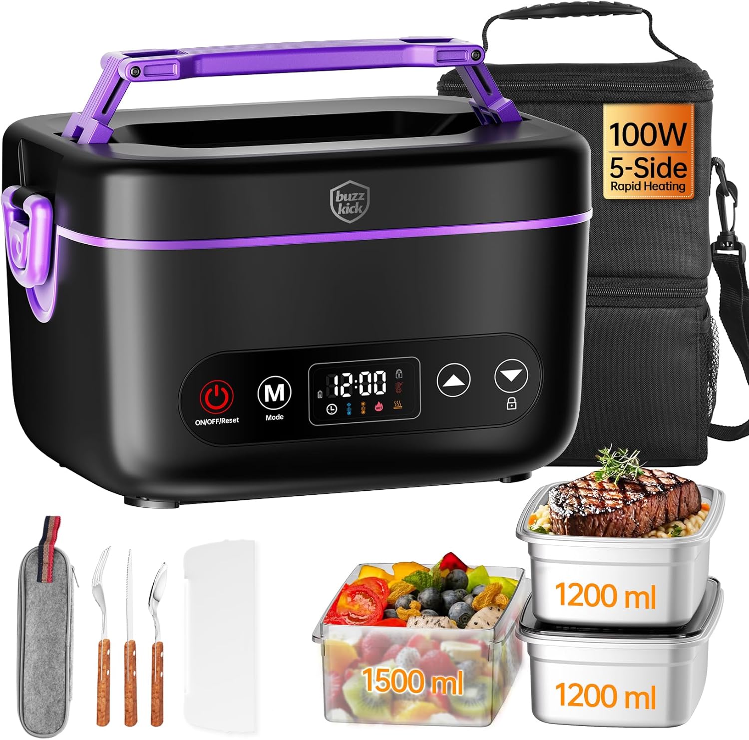 Cordless Electric Heated Lunch Box with 5D Surround Heat Tech