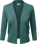 Women's Cropped 3/4 Sleeve Open Front Cardigan - Comfortable Fit