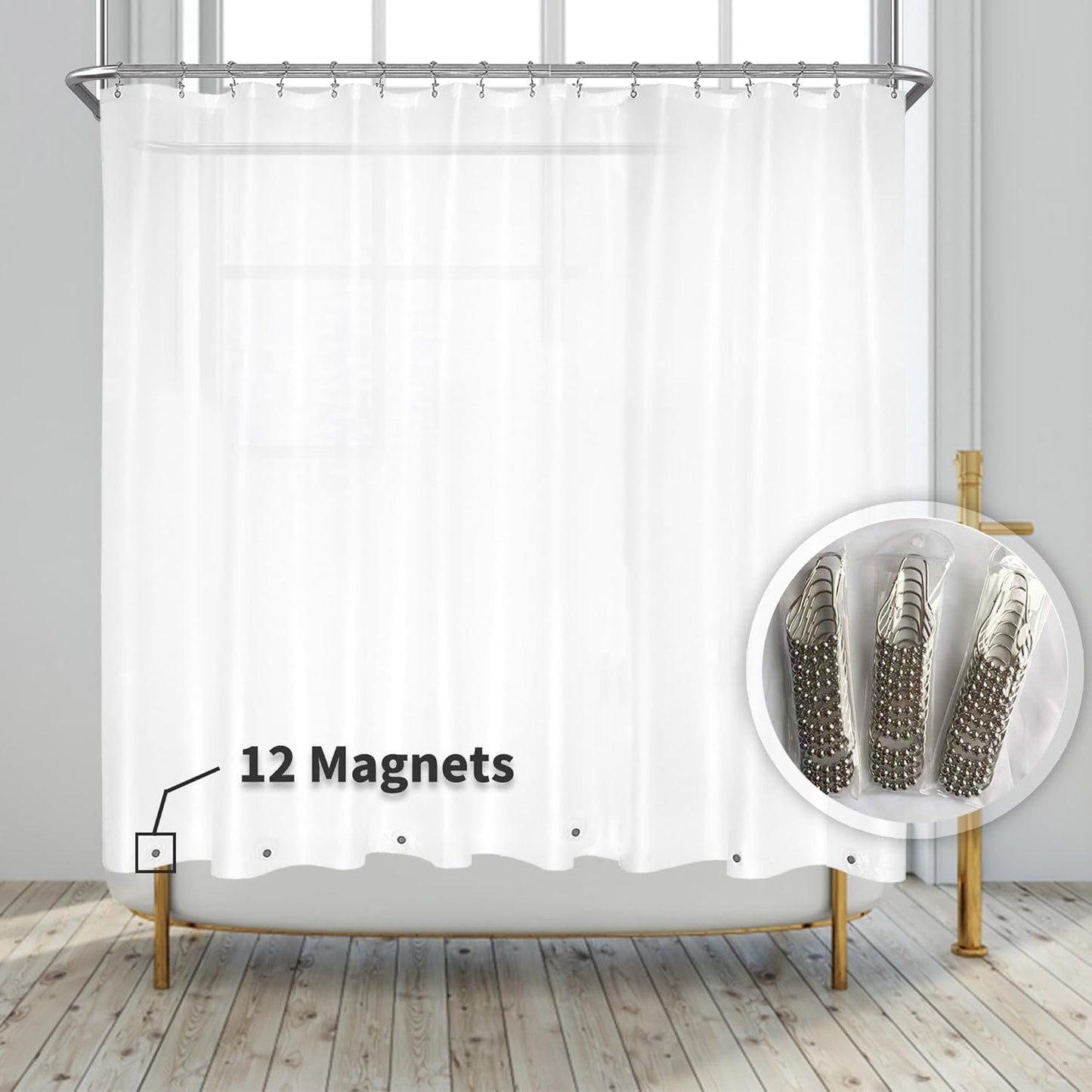 Clawfoot Tub Shower Curtain Liner - Waterproof PEVA 180x60