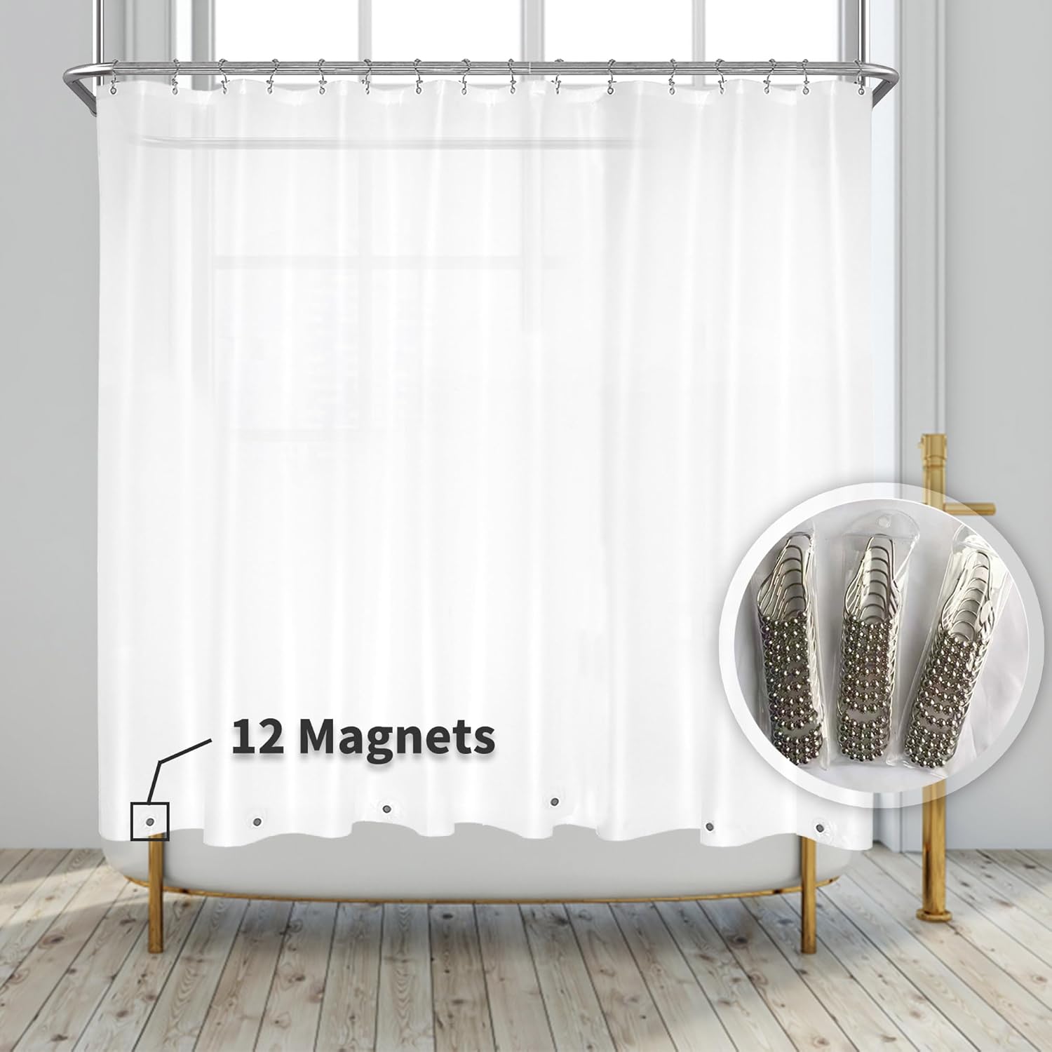 Clawfoot Tub Shower Curtain Liner - Waterproof PEVA 180x60
