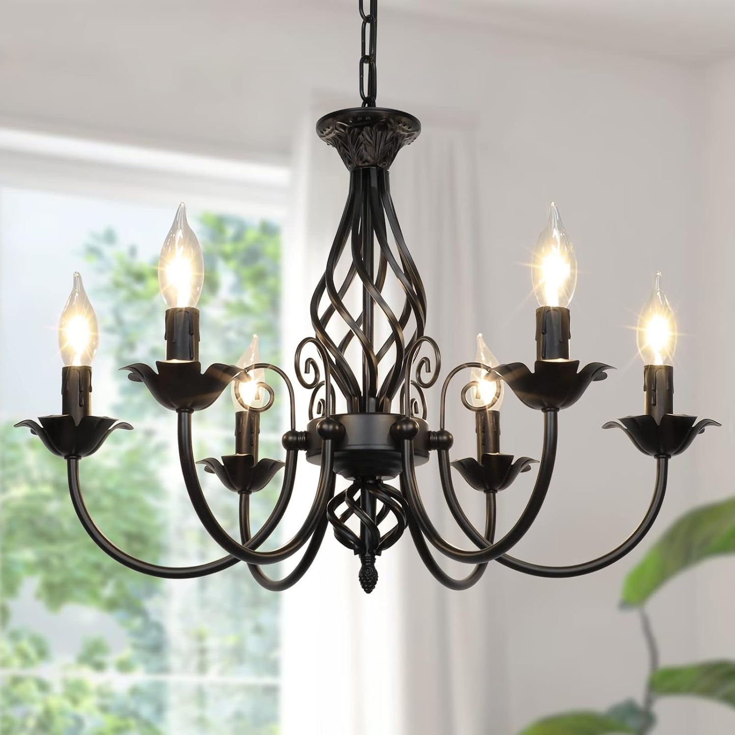 6-Light Farmhouse Candle Chandelier for Rustic Home Decor