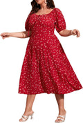 Floerns Women's Plus Size Floral Print Midi Dress for Summer Fun
