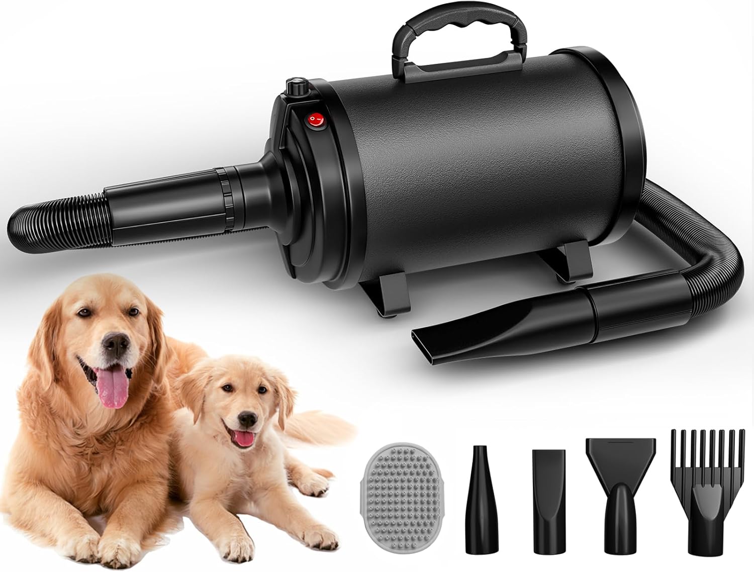 Blanlody High Velocity Dog Dryer - 3800W Power, Stepless Speed, 4 Nozzles