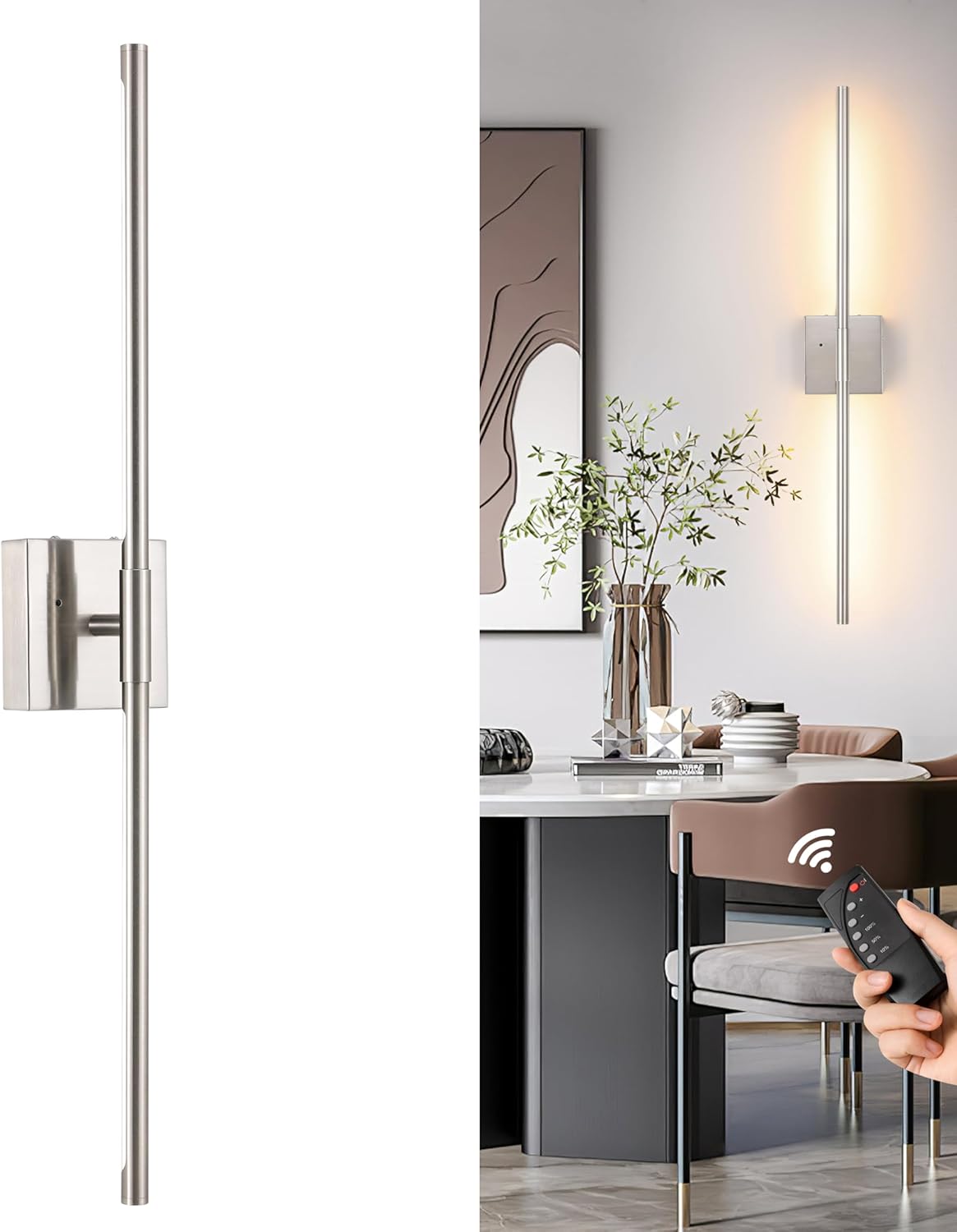 Rechargeable Sand-Nickel Wall Sconce with Remote Control