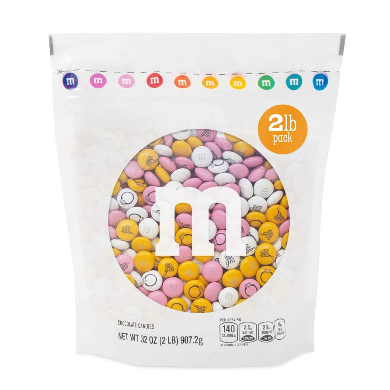 M&MS Engagement Party Chocolate Candy 2 lb Bag for Celebrations