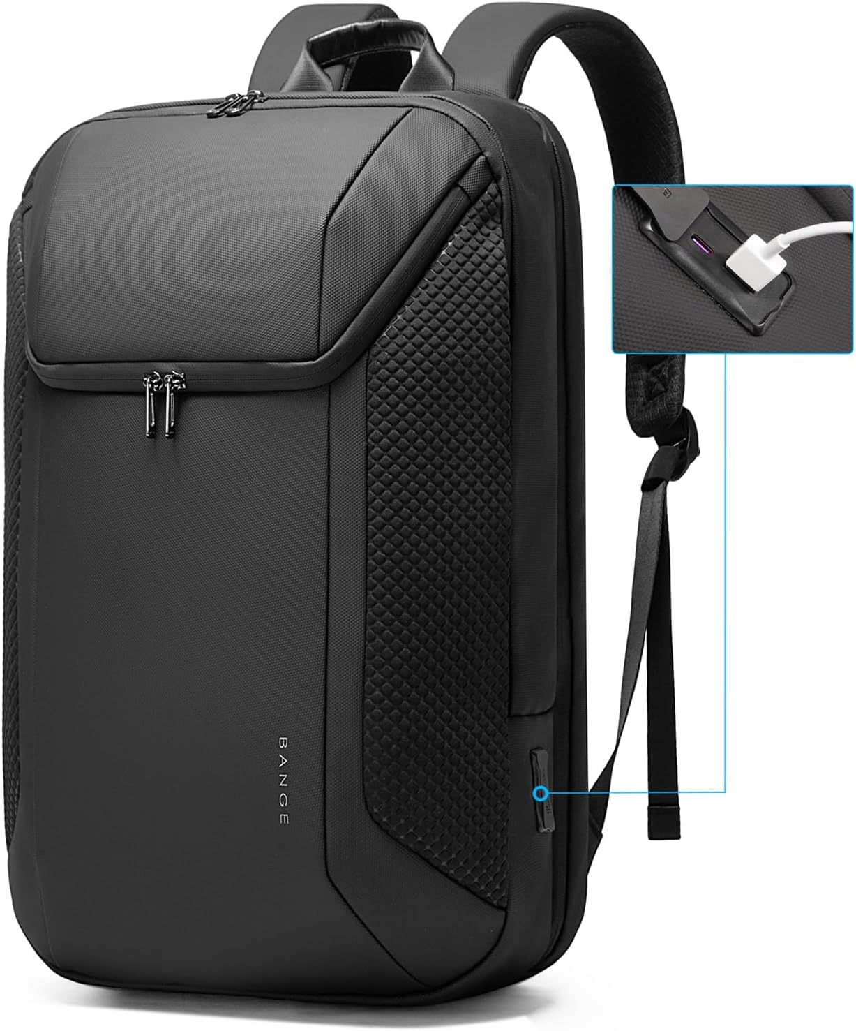 BANGE Men's Laptop Backpack for Work and Travel with USB Port