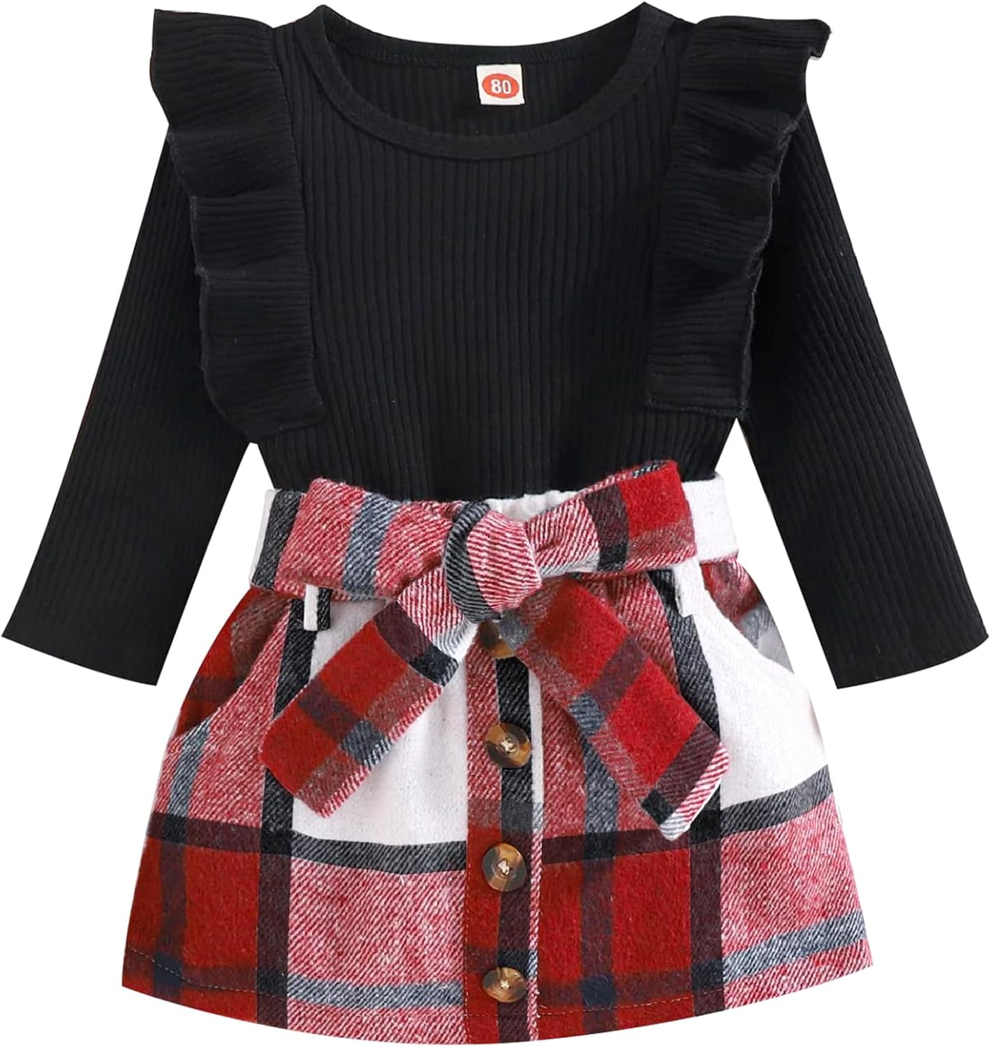 Toddler Baby Girl Fall Winter Clothes Ruffle Shirt Skirt Set