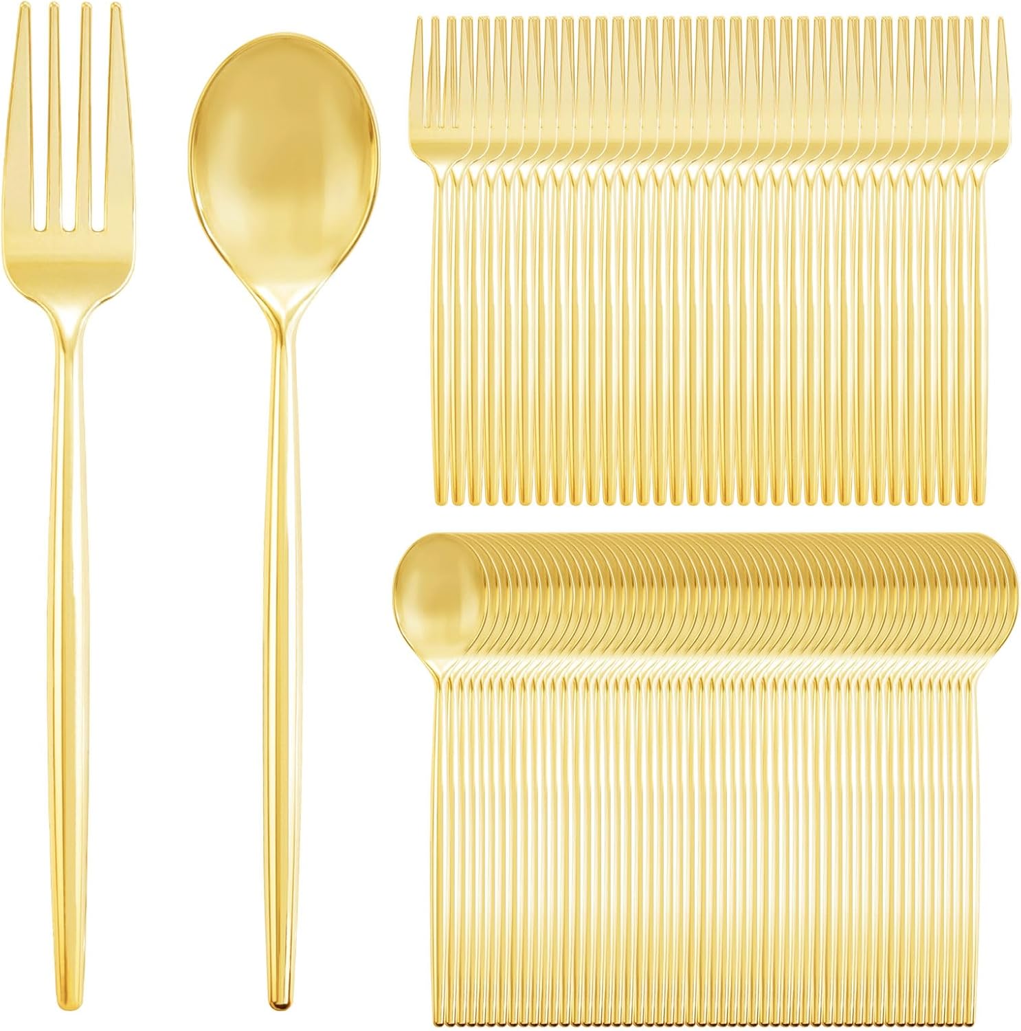Elegant Gold Plastic Forks and Spoons Set for Any Occasion