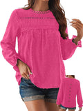 Womens Boho Tops Long Sleeve Crewneck Blouse - Dressy Casual Style